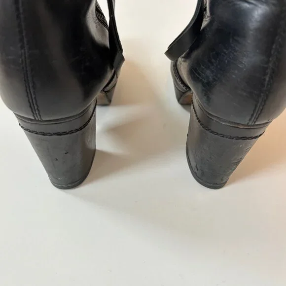 Acne Studios Track Leather Boots Black Size 37 Zip & Snap Closure 3.25" Heel - Picture 3 of 9